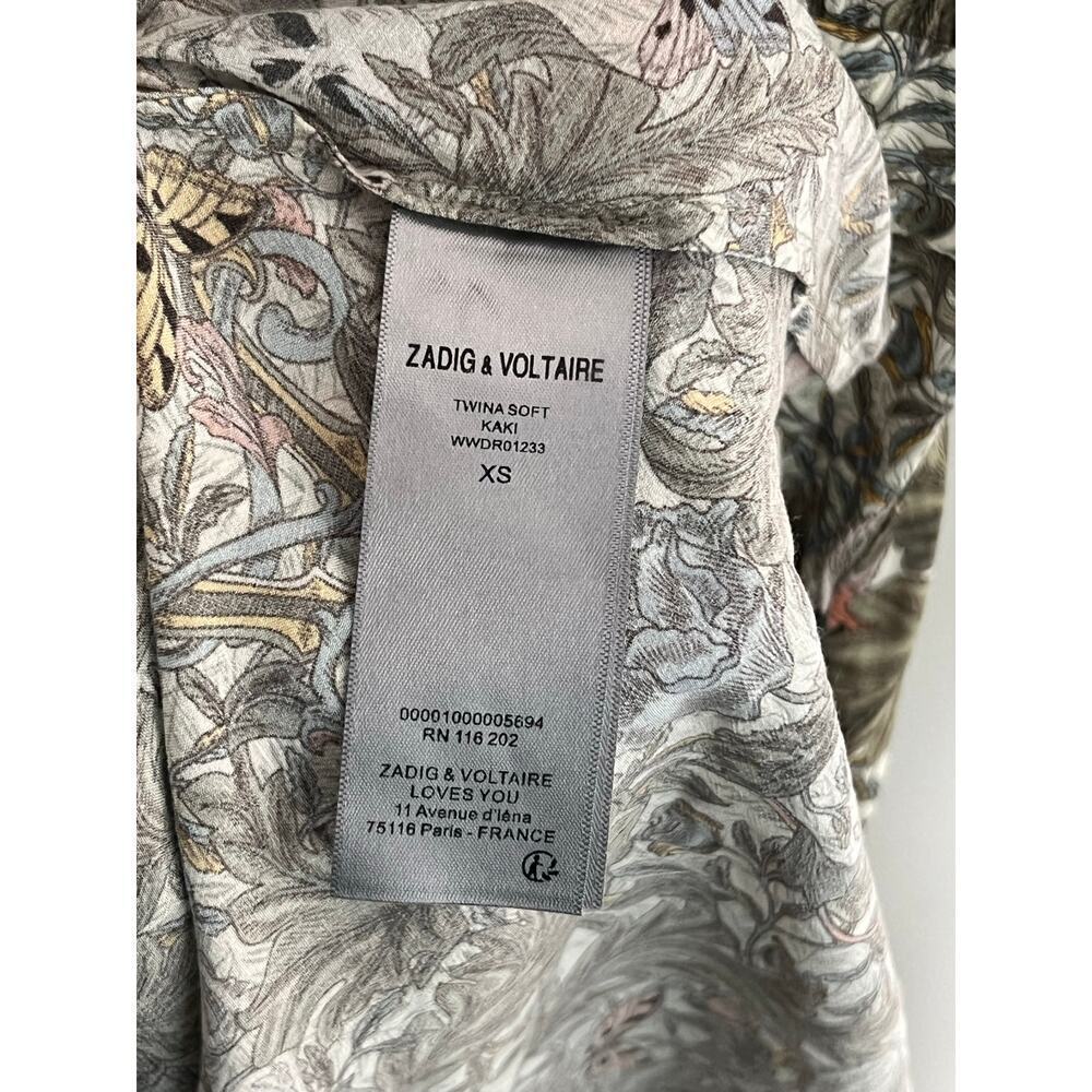 Zadig & Voltaire Printed High-Low Dress in Sage and Cream - Picture 10 of 14